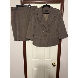 Professional Brown Taupe Double-Breasted Blazer Suit Set Business Formal Wear‎